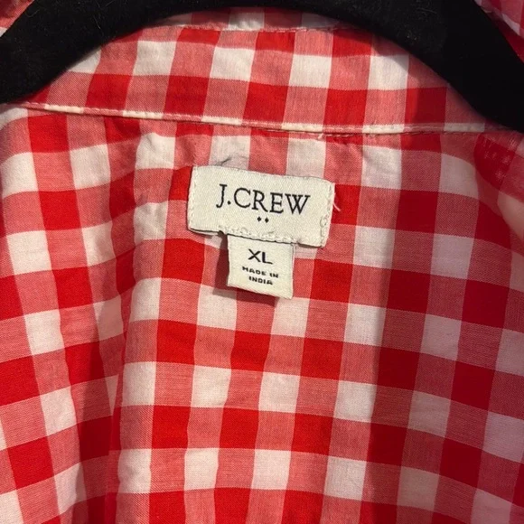 J. Crew Red and White Gingham Button Down Shirt - Picture 2 of 2